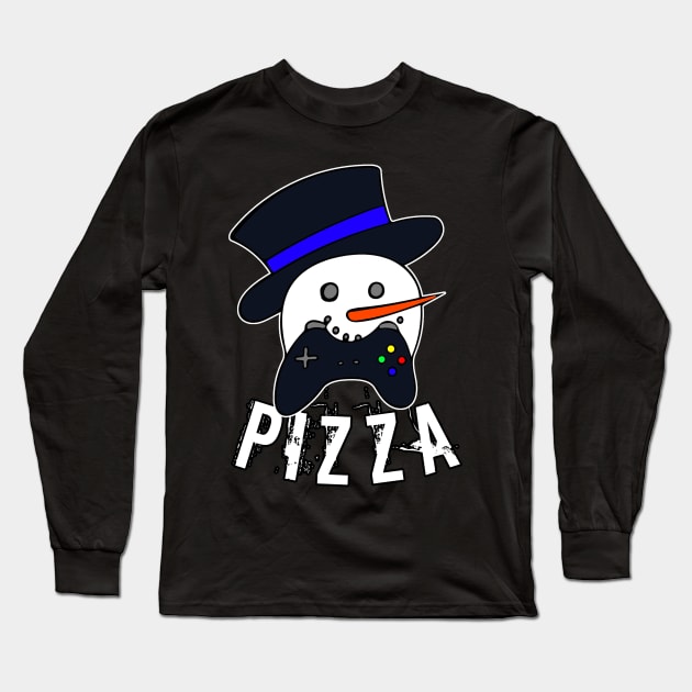 Snowman Face Gamer Pizza Long Sleeve T-Shirt by MaystarUniverse